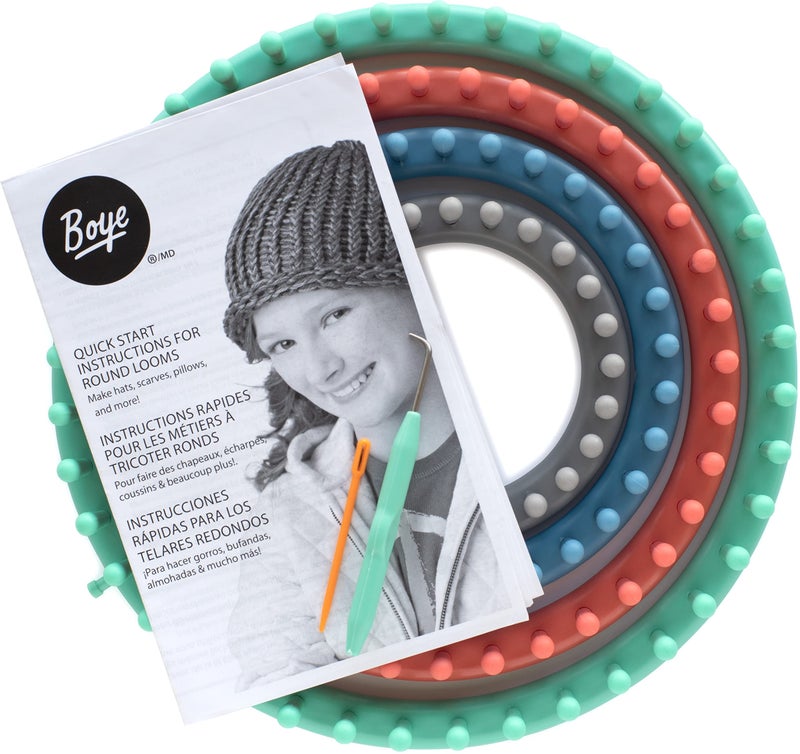 Boye Round Knitting Loom Set, 7pc, 5.5", 7.5", 9.5", and 11.5" D - Image 3